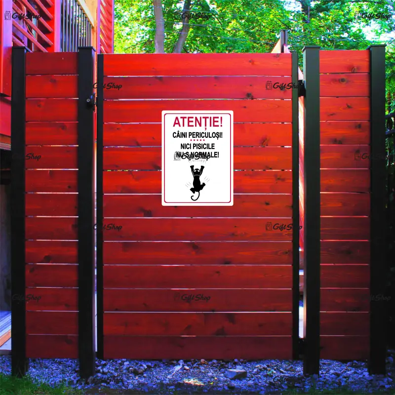 Atentie caini periculosi nici pisicile nu-s normale, indicator amuzant  150x200 mm